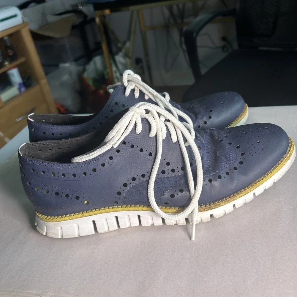 Cole Haan ZeroGrand Wingtip Oxfords Mens 9M Navy Blue C14318 Dress Sneakers
